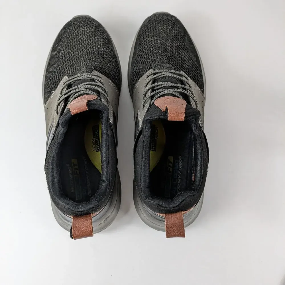 Skechers Mens Sz 10 Sneakers Delson Black Trainers Air-Cooled Memory Foam Gray